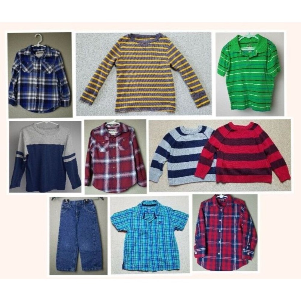Lot of 9 Boy's XS 4/5 Shirt Sweater Jeans Pants Long Sleeve